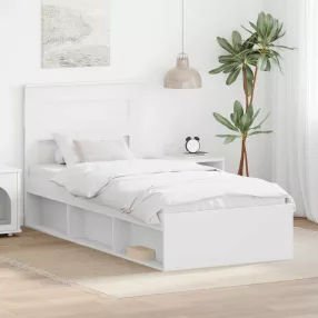  Ágykeret matracmal fejtámlával Fehér 75 x 190 cm Tömör fenyőfa