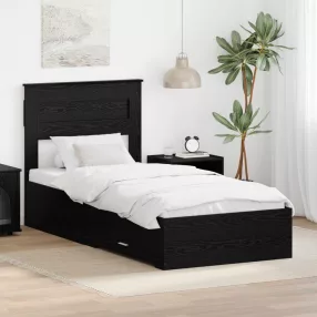   vidaXL Ágykeret fejtámlával fiókkal Fekete tölgy 100 x 200 cm Faanyag
