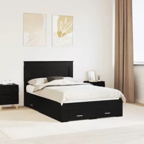   vidaXL Ágykeret fejtámlával fiókkal Fekete tölgy 120 x 190 cm Faanyag