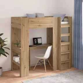   vidaXL Emeletes ágykeret íróasztallal Artisan tölgy 75 x 190 cm