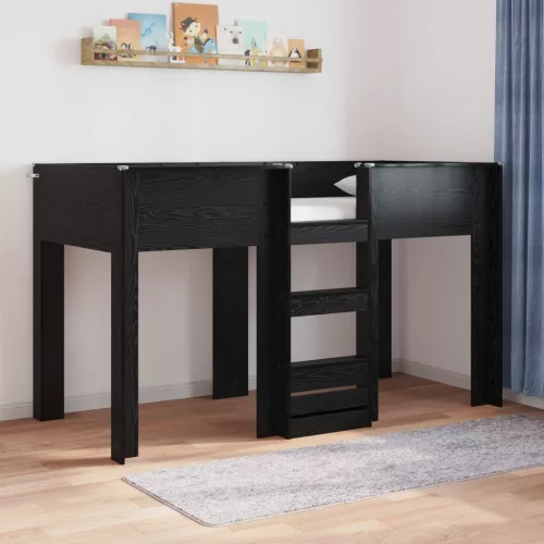 vidaXL Szükidő ágy tárolóval Fekete tölgy 75 x 190 cm Faanyag