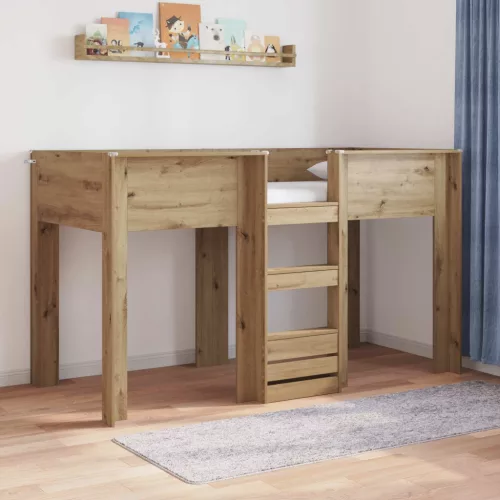 vidaXL Szükidő ágy tárolóval Artisan tölgy 75 x 190 cm Faanyag