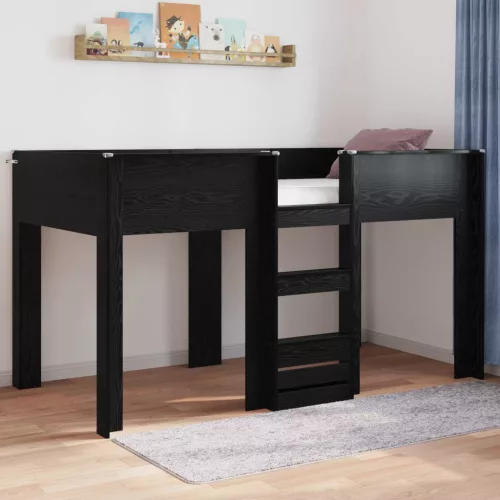 vidaXL Szükidő ágy tárolóval Fekete tölgy 90 x 190 cm Faanyag