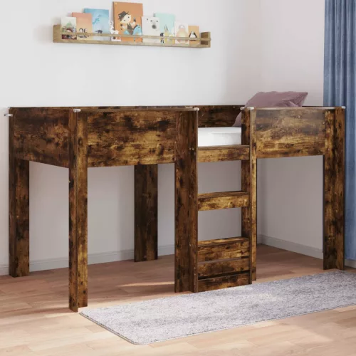 vidaXL Szükidő ágy tárolóval Füstölt tölgy 80 x 200 cm Faanyag