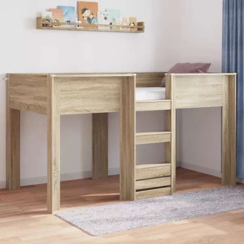 vidaXL Szükidő ágy tárolóval Sonoma tölgy 90 x 200 cm Faanyag
