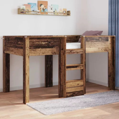 vidaXL Szükidő ágy tárolóval Öreg fa 90 x 200 cm Faanyag