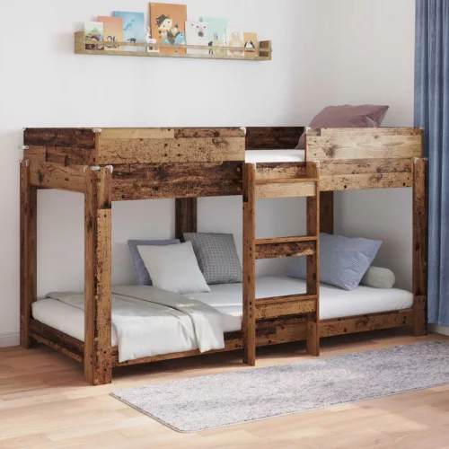 vidaXL Szükidő ágy matracmal Öreg fa 100 x 200 cm Faanyag