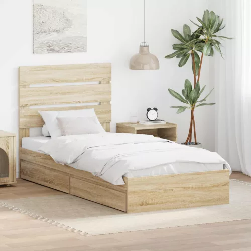 Tárolós Ágy fejtámlával Sonoma tölgy 70 x 190 cm Faanyag