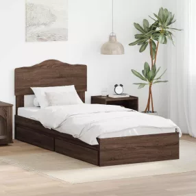   Tárolós Ágy fejtámlával fiókkal Barna Tölgy 70 x 190 cm Faanyag