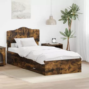   vidaXL Ágykeret fejtámlával fiókkal Füstölt tölgy 70 x 190 cm Faanyag