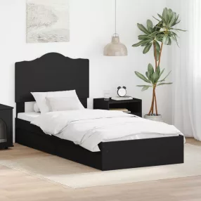   vidaXL Tárolós Ágy fiókkal fejtámlával Fekete 70 x 190 cm Faanyag