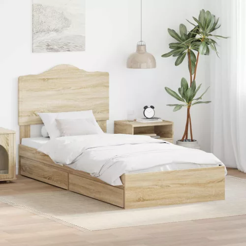 vidaXL Tárolós Ágy fiókkal tárolóval Sonoma tölgy 70 x 190 cm Faanyag