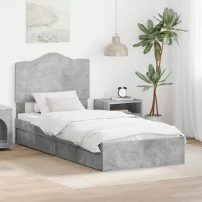   vidaXL Tárolós Ágy fiókkal tárolóval Beton Szürke 70 x 190 cm Faanyag