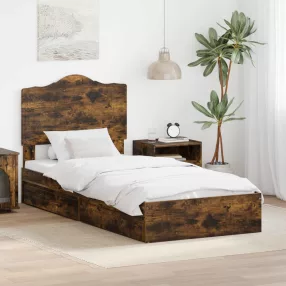  vidaXL Tárolós Ágy fiókkal tárolóval Füstölt tölgy 70 x 190 cm Faanyag