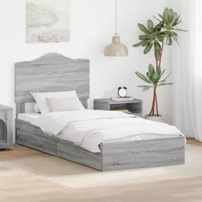   vidaXL Tárolós Ágy fiókkal tárolóval Szürke Sonoma 70 x 190 cm Faanyag