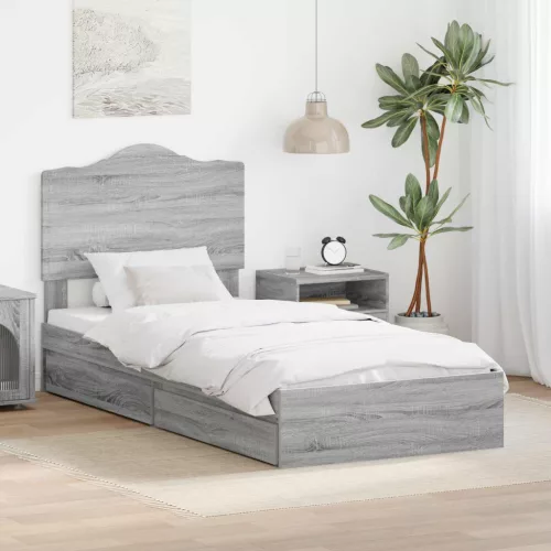 vidaXL Tárolós Ágy fiókkal tárolóval Szürke Sonoma 70 x 190 cm Faanyag