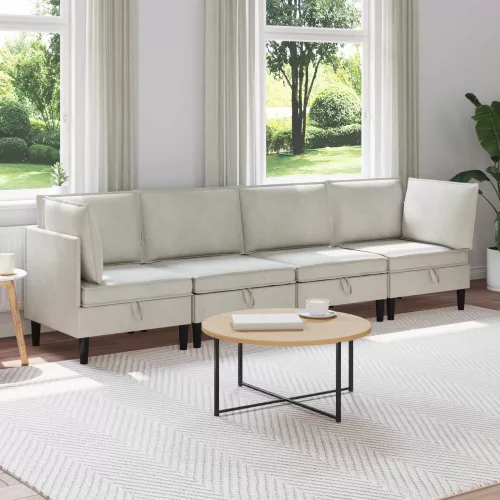 Nappali bútor szett 4 db 280 x 70 x 82 cm Krémszínű Bársony