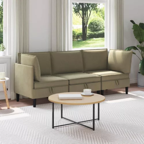 Nappali bútor szett 3 db 3-személyes Khaki 210 x 70 x 82 cm