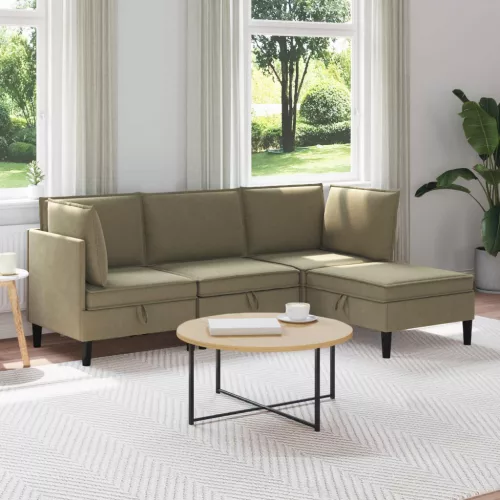 Nappali bútor szett 4 db 4-személyes Khaki 210 x 140 x 82 cm