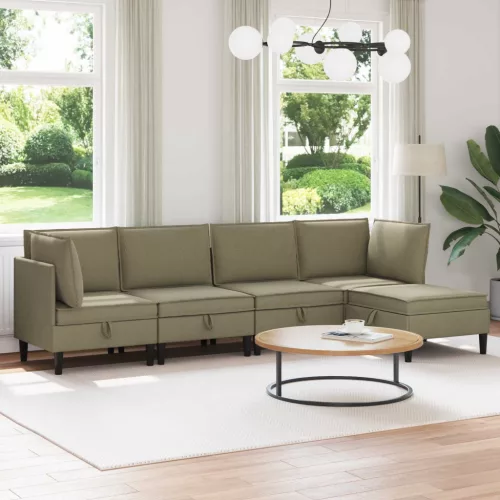 Nappali bútor szett 5 db 5-személyes Khaki 280 x 140 x 82 cm