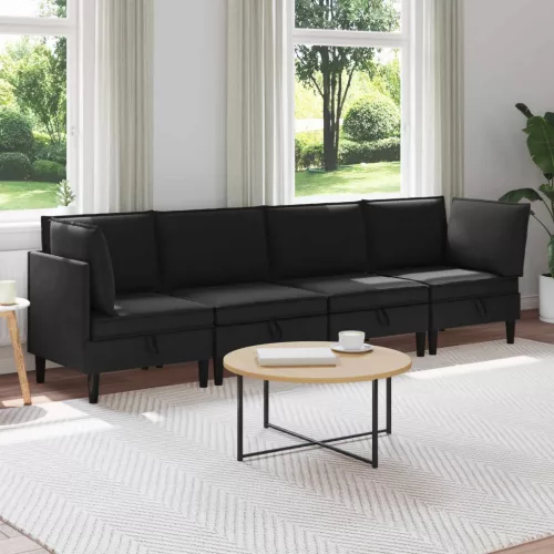 Nappali bútor szett 4 db 4-személyes Fekete 280 x 70 x 82 cm