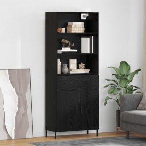 Magasfiú fiókkal Musta tammi 69,5 x 34 x 180 cm Faanyag