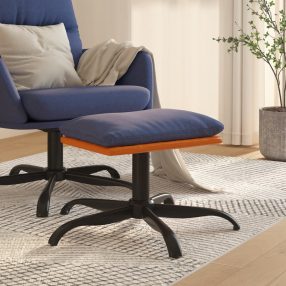 kék szövet és műbőr lábzsámoly 60x60x36 cm