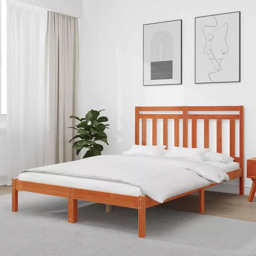 vidaXL Ágykeret Faggyú barna 205,5 x 155,5 x 100 cm Tömör fenyőfa