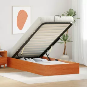   vidaXL Tárolós ottomán ágykeret Viaszbarna 75 x 190 cm Tömör fenyő