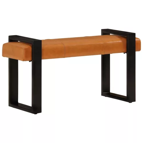 fekete-barna valódi kecskebőr pad 110 cm