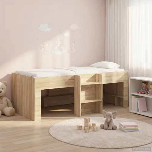 vidaXL Gyerekek Magas Ágykeret 2 pcs Sonoma Tölgy 90 x 200 cm
