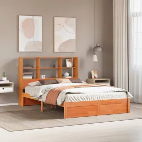   vidaXL Ágykeret tároló fejtámlával 2 pcs Viaszbarna 150 x 200 cm