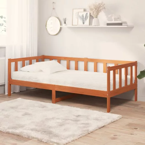 Nappali ágy matracmal Viaszos Barna és Fehér 90 x 200 cm