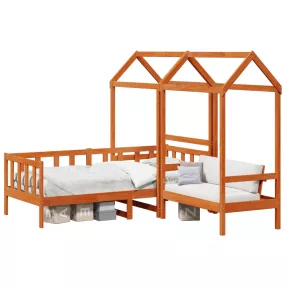Nappali Ágy Szett 3 pcs Faggyú barna Tömör fenyőfa