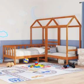 vidaXL Nappali Ágy Szett 3 pcs Viaszbarna Tömör fenyő