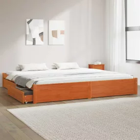   vidaXL Ágykeret fiókkal Faggyú barna 180 x 200 cm Tömör fenyőfa