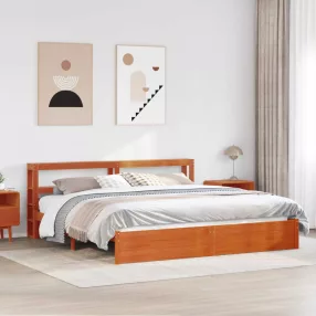   vidaXL Ágykeret fejtámlával Faggyú barna 180 x 200 cm Tömör fenyőfa