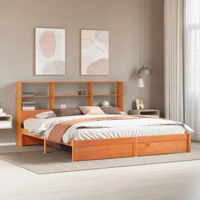   vidaXL Ágykeret tároló fejtámlával 2 pcs Viaszbarna 180 x 200 cm
