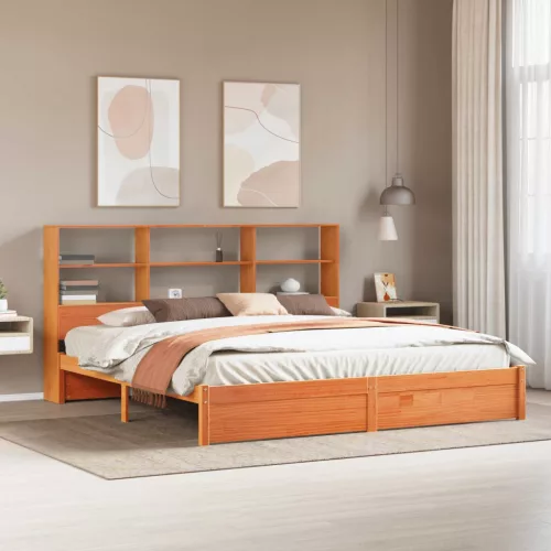 vidaXL Ágykeret tároló fejtámlával 2 pcs Viaszbarna 180 x 200 cm