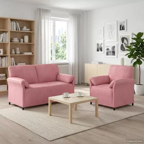 Kanapé Szett 2 db Rózsaszín Bársony