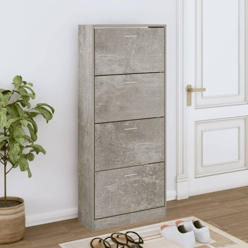 betonszürke szerelt fa cipőszekrény 63x24x147 cm