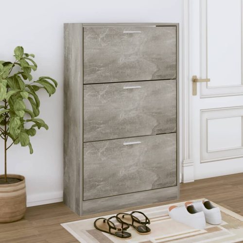 betonszürke szerelt fa cipőszekrény 63x24x103 cm