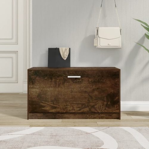 füstös tölgy színű szerelt fa cipőtároló pad 80 x 24 x 45 cm