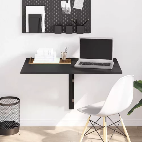 fekete szerelt fa összecsukható fali asztal 100x60x56 cm