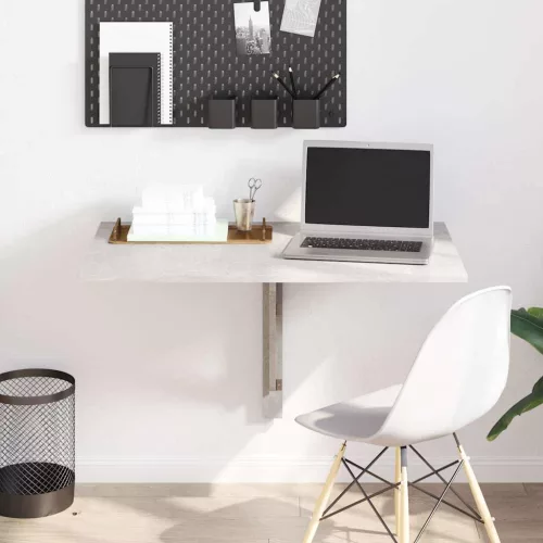 betonszürke szerelt fa összecsukható fali asztal 100x60x56 cm