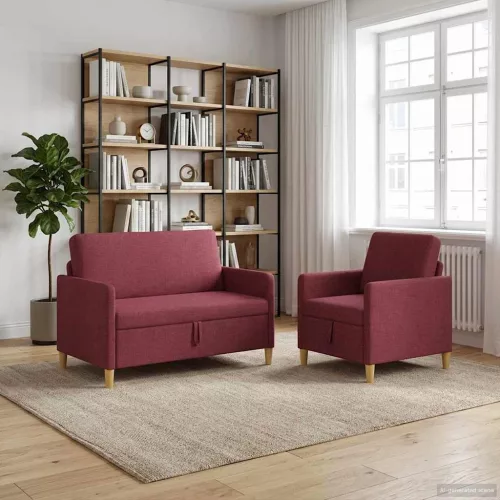 Tárolós kanapé szett 2 db 3-személyes Bordó 122 x 78 x 87 cm