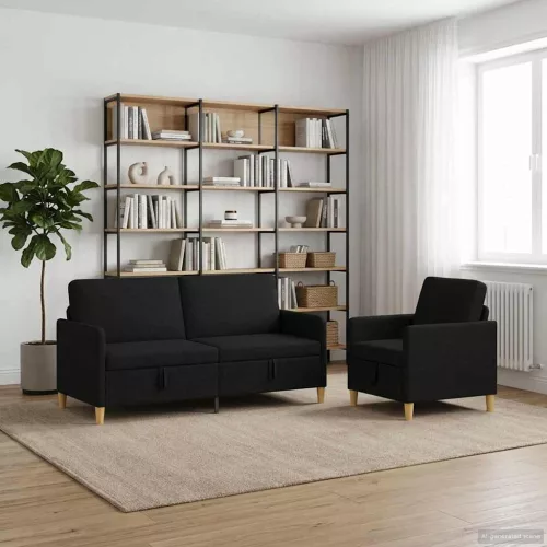 Tárolós kanapé szett 2 db 4-személyes Fekete 172 x 78 x 87 cm