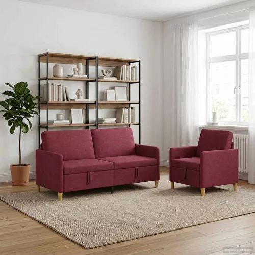 Tárolós kanapé szett 2 db 4-személyes Bordó 172 x 78 x 87 cm