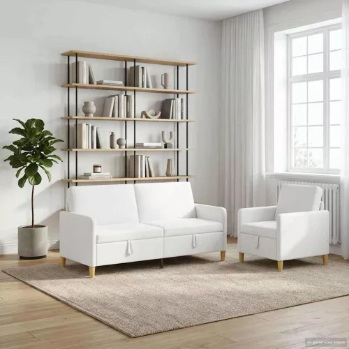 Tárolós kanapé szett 2 db 4-személyes Fehér 172 x 78 x 87 cm