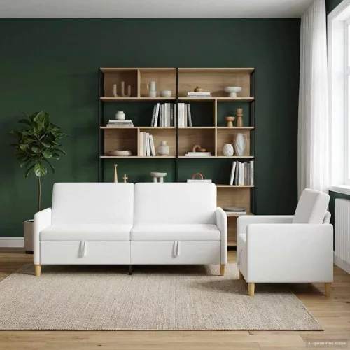 Tárolós kanapé szett 2 db 4-személyes Fehér 192 x 78 x 87 cm